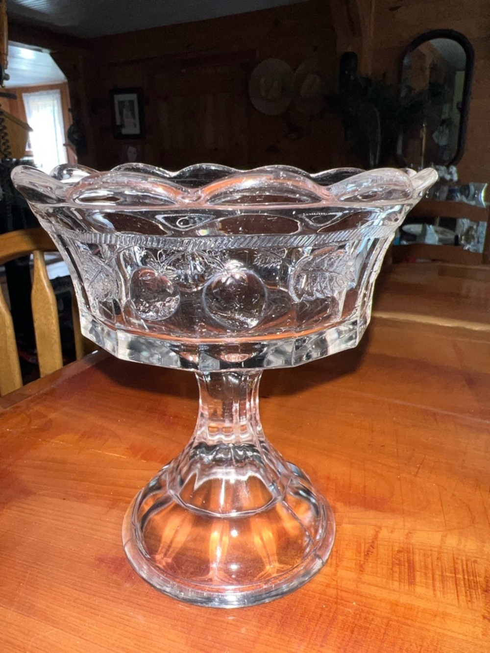 Vintage Northwood Strawberry and Cable Clear Compote No Lid 5 in.